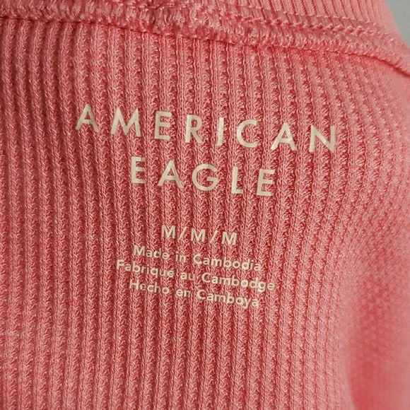 NWT American Eagle AEO Long Sleeve Cropped Hey Baby Mock Neck Tee Medium Preppy - Picture 12 of 12